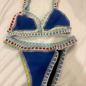 Colorful Crochet Trim Bikini Set